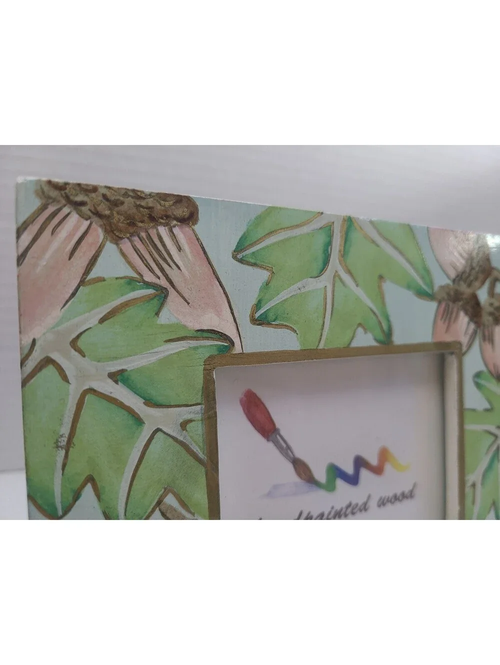 Images Square 3.5x3.5 Inch Hand Painted Photo Frame Acorns and Leaves